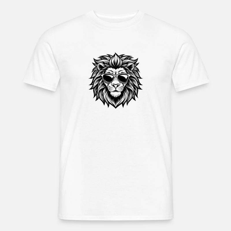 Löwe mit Sonnenbrille - Männer T-Shirt - Weiß