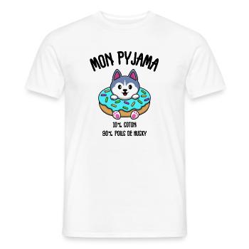 Lustige Husky-Hundepyjamas - Männer T-Shirt - Weiß - Vorne - AI Model Male 178 dark (178cm)