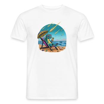 Dino au cocktail au soleil, grêle de météorite - T-shirt homme - blanc - Devant - AI Model Male 178 dark (178cm)