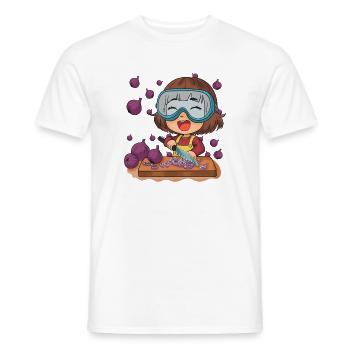 Comic Mädchen schneidet Zwiebeln - Männer T-Shirt - Weiß - Vorne - AI Model Male 178 dark (178cm)
