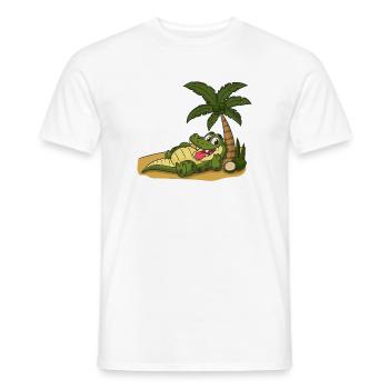 Krokodil am Palmenstrand - Männer T-Shirt - Weiß - Vorne - AI Model Male 178 dark (178cm)