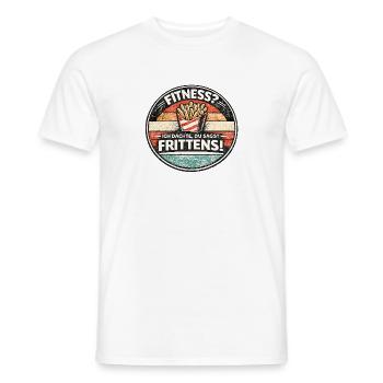 Fitness vs Fritten – Retro Fries Badge - T-shirt homme - blanc - Devant - AI Model Male 178 dark (178cm)