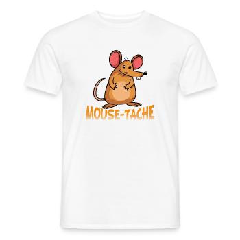 Mouse-Tache Funny Mouse Pun Cartoon Graphic - Men's T-Shirt - white - Front - AI Model Male 178 dark (178cm)
