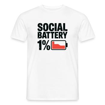Social Battery 1% Grafik-T-Shirt - Männer T-Shirt - Weiß - Vorne - AI Model Male 178 dark (178cm)