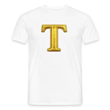 Golden T motif with shine - Men's T-Shirt - white - Front - AI Model Male 178 dark (178cm)
