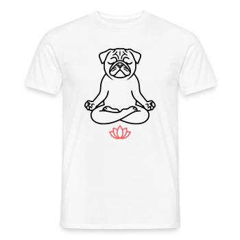Pug Yoga Meditation Outline - Men's T-Shirt - white - Front - AI Model Male 178 dark (178cm)