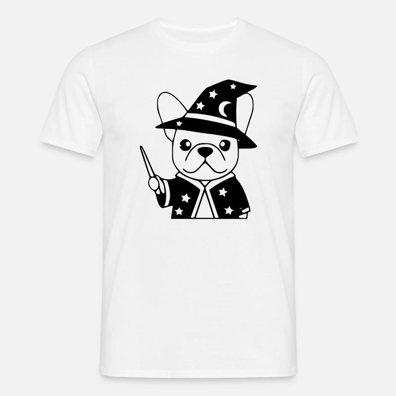 Frenchie Wizard Magic Outline - Men's T-Shirt - white