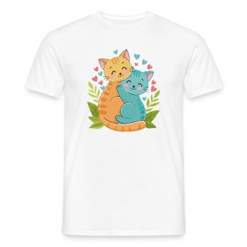 cuddling kittens - Men's T-Shirt - white - Front - AI Model Male 178 dark (178cm)