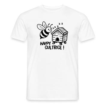 Beekeeper, happy bee farmer with a beehive - Men's T-Shirt - white - Front - AI Model Male 178 dark (178cm)