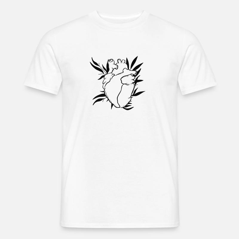Herzlinien mit Blättern - Männer T-Shirt - Weiß