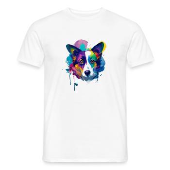 Cardigan Walisischer Corgi Lebendige Ölmalerei Kunst - Männer T-Shirt - Weiß - Vorne - AI Model Male 178 dark (178cm)