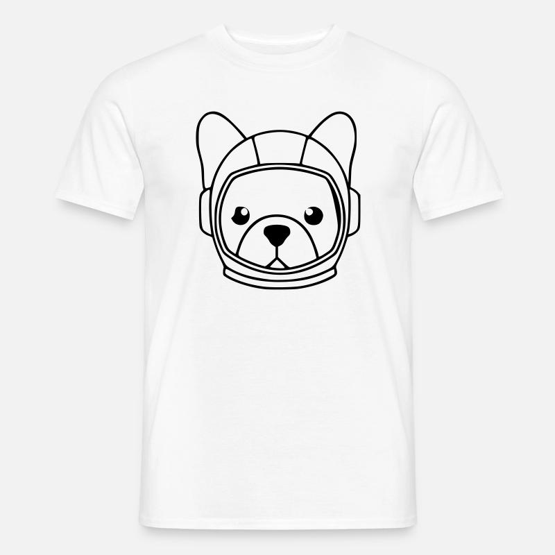  Frenchie Astronaut Helm Outline - Männer T-Shirt - Weiß