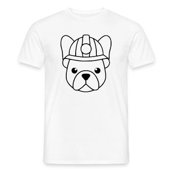 Lampe casque de mineur Frenchie - T-shirt homme - blanc - Devant - AI Model Male 178 dark (178cm)