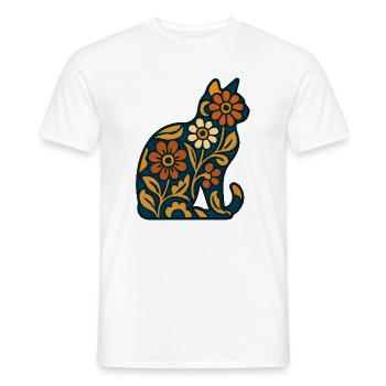 Blumenkatze Indigo - Männer T-Shirt - Weiß - Vorne - AI Model Male 178 dark (178cm)