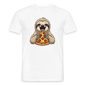 Süßer Faultier Cartoon Pizza Italienisch Essen - Männer T-Shirt - Weiß - Vorne - AI Model Male 178 dark (178cm)