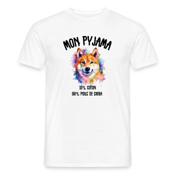 Shiba Humor Dog Pajamas - Men's T-Shirt - white - Front - AI Model Male 178 dark (178cm)