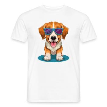 Beagle avec des lunettes de soleil - T-shirt homme - blanc - Devant - AI Model Male 178 dark (178cm)