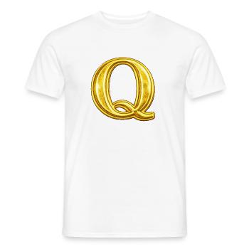 Emblème Q doré - T-shirt homme - blanc - Devant - AI Model Male 178 dark (178cm)