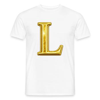 Goldenes L Monogram - Männer T-Shirt - Weiß - Vorne - AI Model Male 178 dark (178cm)
