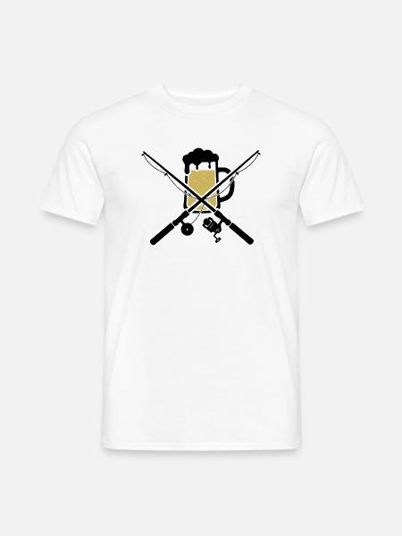 Angelruten Bierkrug Wappen - Männer T-Shirt - Weiß