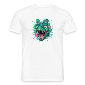 Grüner Dinokopf mit Neon Splash - Männer T-Shirt - Weiß - Vorne - AI Model Male 178 dark (178cm)