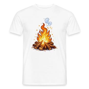 Flamme de dessin animé autour du feu de camp - T-shirt homme - blanc - Devant - AI Model Male 178 dark (178cm)