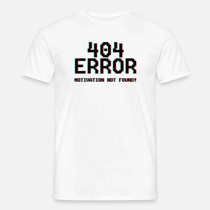 Not Found Glitch Neon 404 - Männer T-Shirt - Weiß