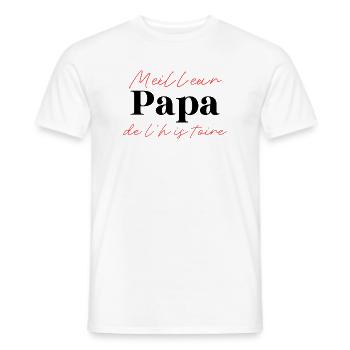 Meilleur Papa de l'histoire - Cadeau Original  - T-shirt homme - blanc - Devant - AI Model Male 178 dark (178cm)