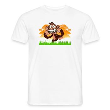 Funny Grinning Monkey Retro Cartoon Jungle Art - Men's T-Shirt - white - Front - AI Model Male 178 dark (178cm)