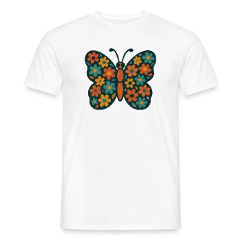 Flower Butterfly Play of Colors - Men's T-Shirt - white - Front - AI Model Male 178 dark (178cm)