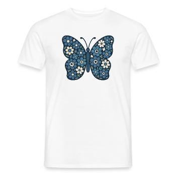 Fleurs Bleues Papillon Floral - T-shirt homme - blanc - Devant - AI Model Male 178 dark (178cm)