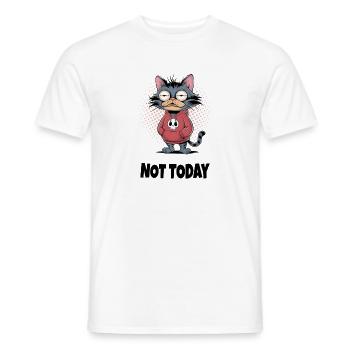 Tired Cat Not Today – Cat Humor - Men's T-Shirt - white - Front - AI Model Male 178 dark (178cm)