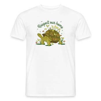 Respect Our Home Turtle Nature Environment Graphic - Men's T-Shirt - white - Front - AI Model Male 178 dark (178cm)