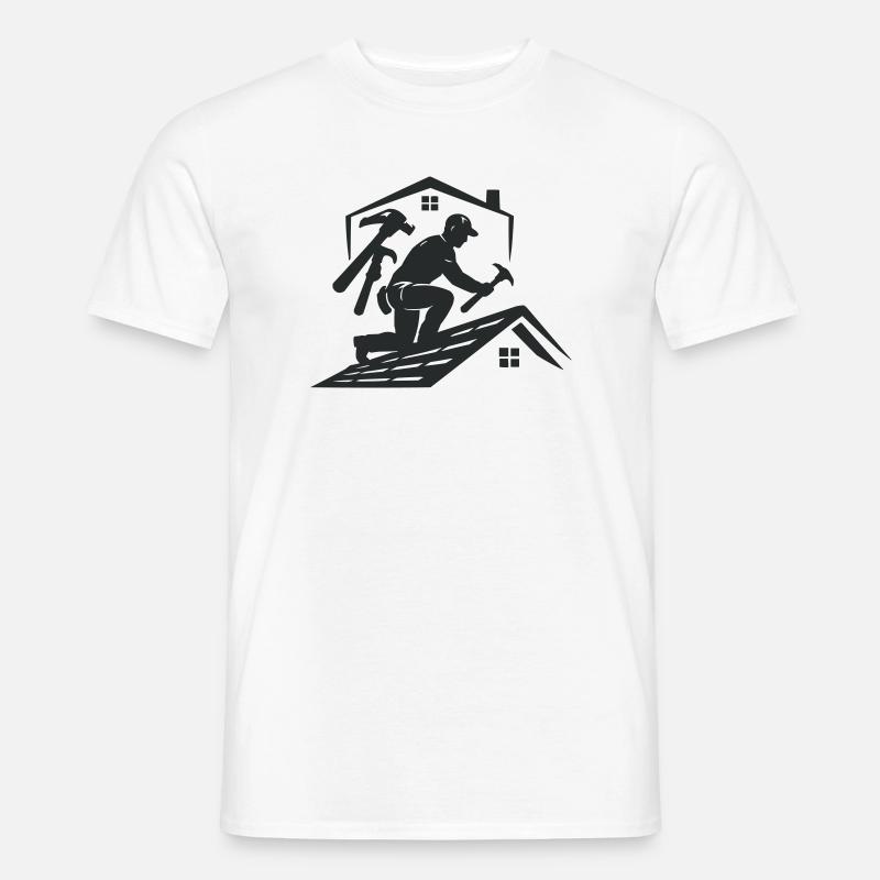 Dachhandwerker Silhouette Dachdecker - Männer T-Shirt - Weiß