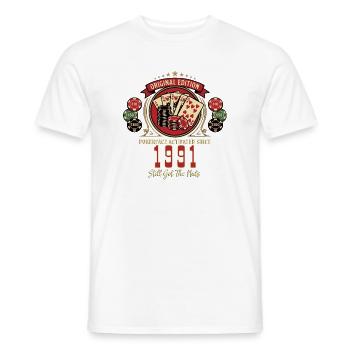 T-shirt de poker anniversaire 1991, t-shirt Poker Legend - T-shirt homme - blanc - Devant - AI Model Male 178 dark (178cm)