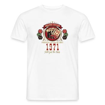 T-shirt Poker anniversaire 1971, T-shirt Légende du Poker - T-shirt homme - blanc - Devant - AI Model Male 178 dark (178cm)