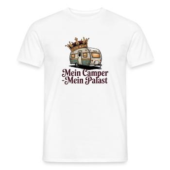  Mein Camper Mein Palast Camping Wohnwagen Krone - Männer T-Shirt - Weiß - Vorne - AI Model Male 178 dark (178cm)