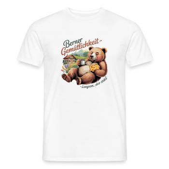 Bernese cosiness Slow but stable Funnier - Men's T-Shirt - white - Front - AI Model Male 178 dark (178cm)