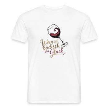 Wine is Baden for happiness Baden wine saying - Men's T-Shirt - white - Front - AI Model Male 178 dark (178cm)