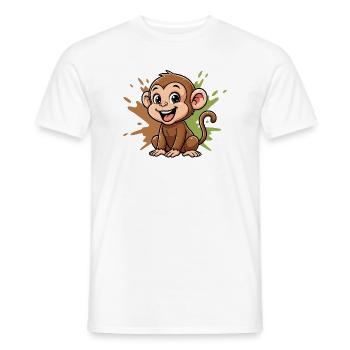Cheerful Monkey Cartoon Paint Splash - Men's T-Shirt - white - Front - AI Model Male 178 dark (178cm)