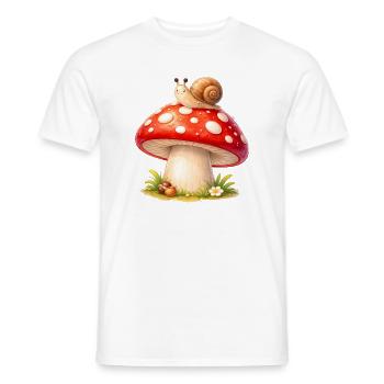 Toadstool with Snail Cute Forest Motif - Men's T-Shirt - white - Front - AI Model Male 178 dark (178cm)