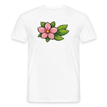 Pink flower with green leaves - Men's T-Shirt - white - Front - AI Model Male 178 dark (178cm)