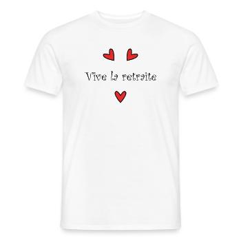 RETRAITE. RETRAITE. RETRAITEE. RETRAITE - T-shirt homme - blanc - Devant - AI Model Male 178 dark (178cm)