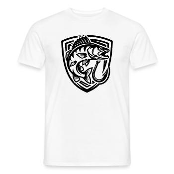 Hecht Fisch Angeln Wappen - Männer T-Shirt - Weiß - Vorne - AI Model Male 178 dark (178cm)