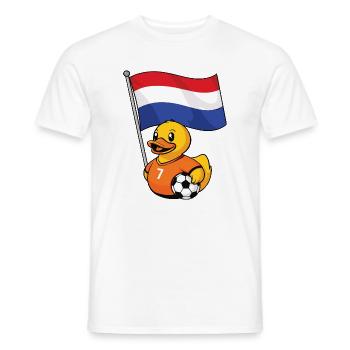 Holland Fußball Fan Ente mit Flagge, Niederlande - Männer T-Shirt - Weiß - Vorne - AI Model Male 178 dark (178cm)