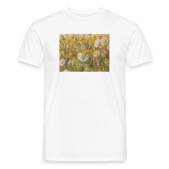 Summer Dandelion Meadow Painting - Men's T-Shirt - white - Front - AI Model Male 178 dark (178cm)