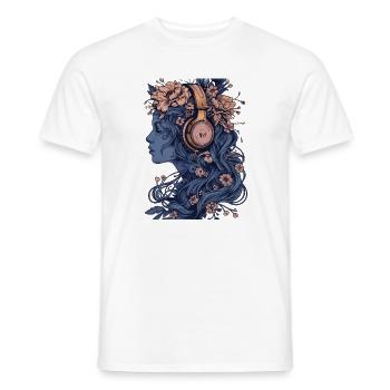 Frau mit Kopfhörer blau - Männer T-Shirt - Weiß - Vorne - AI Model Male 178 dark (178cm)