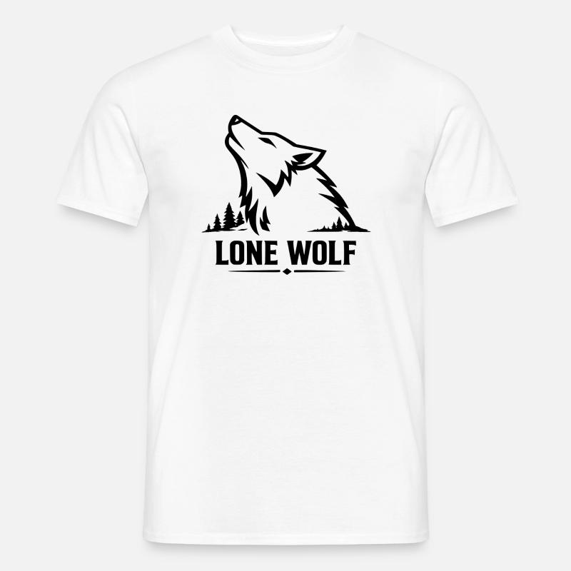 Lone Wolf Heulender Wolf Wolfskopf Design - Männer T-Shirt - Weiß