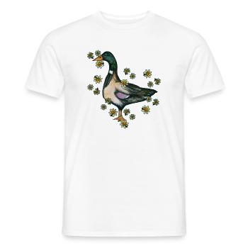 Portrait fleuri de canard - T-shirt homme - blanc - Devant - AI Model Male 178 dark (178cm)