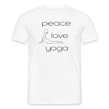 Peace - Love - Yoga with Line Design Pose - Men's T-Shirt - white - Front - AI Model Male 178 dark (178cm)